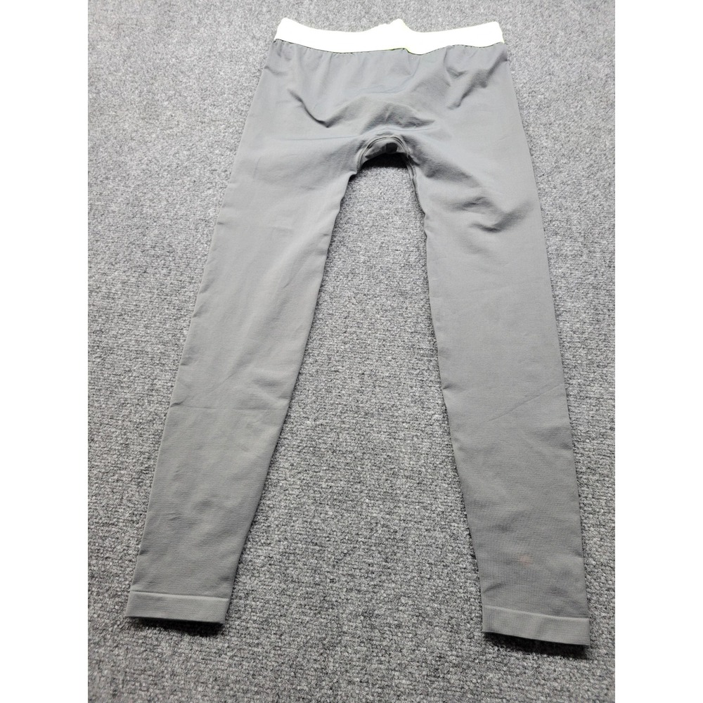 Gymshark Fit Seamless Leggings Charcoal Grey Lime Green Waistband GLLG4275 Large